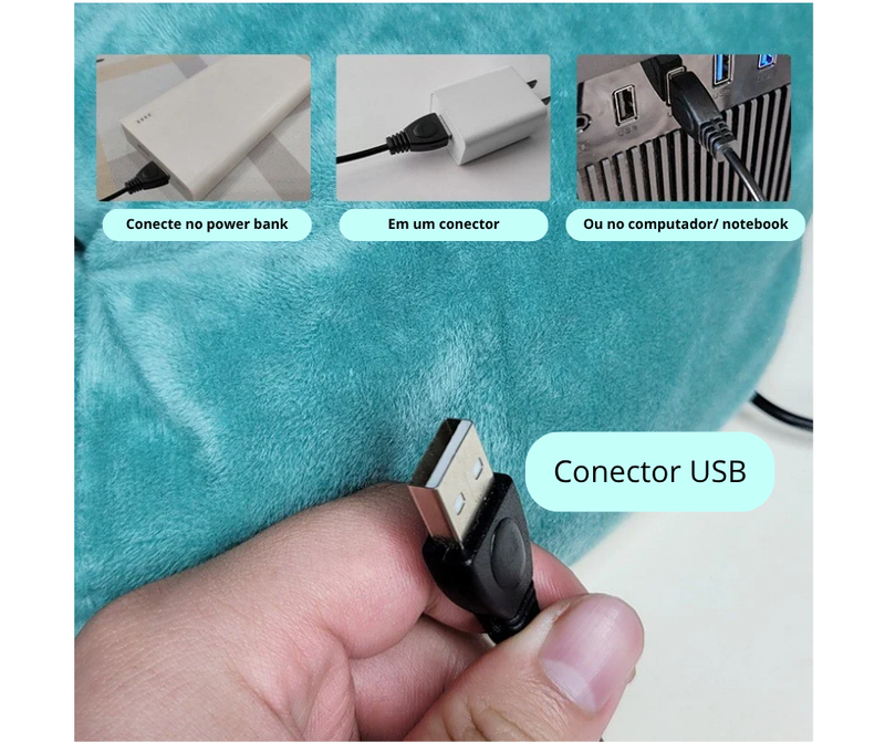 Aconchego USB – Aquecedor de Pés Portátil com Flanela Macia | Compre 1 e leve 2!