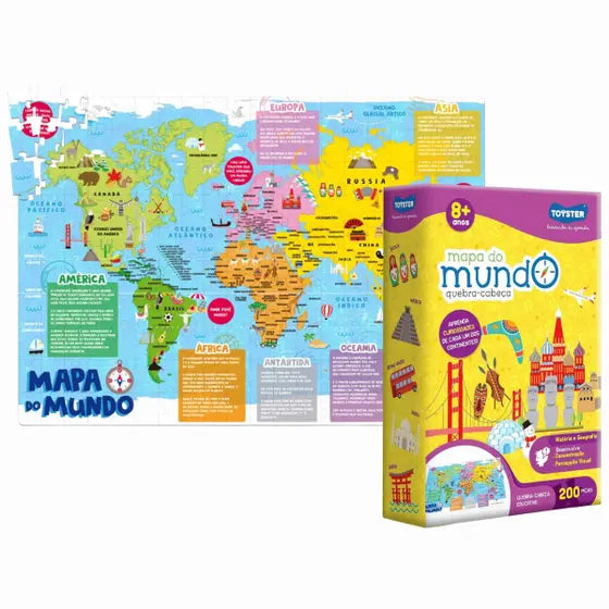 Mapa do Mundo Quebra-Cabeça - 200 Peças
