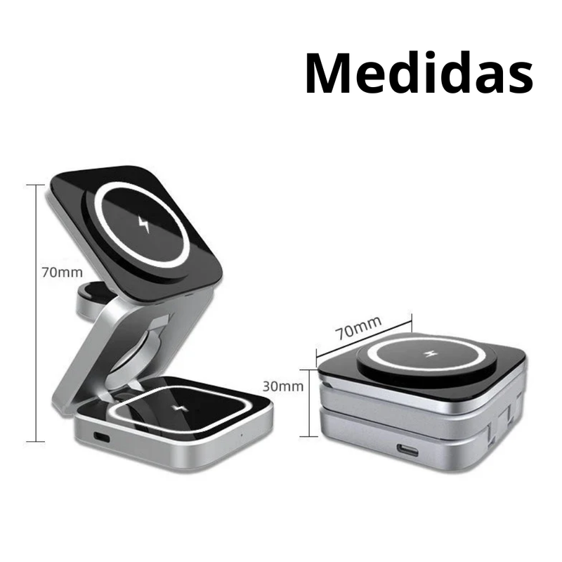 Carregador Magnético Sem Fio Dobrável 3 em 1 - Dock Station