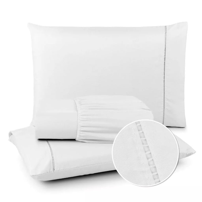 Jogo de Lençol 400 Fios Ponto Palito - Conjunto Casal com 3 peças