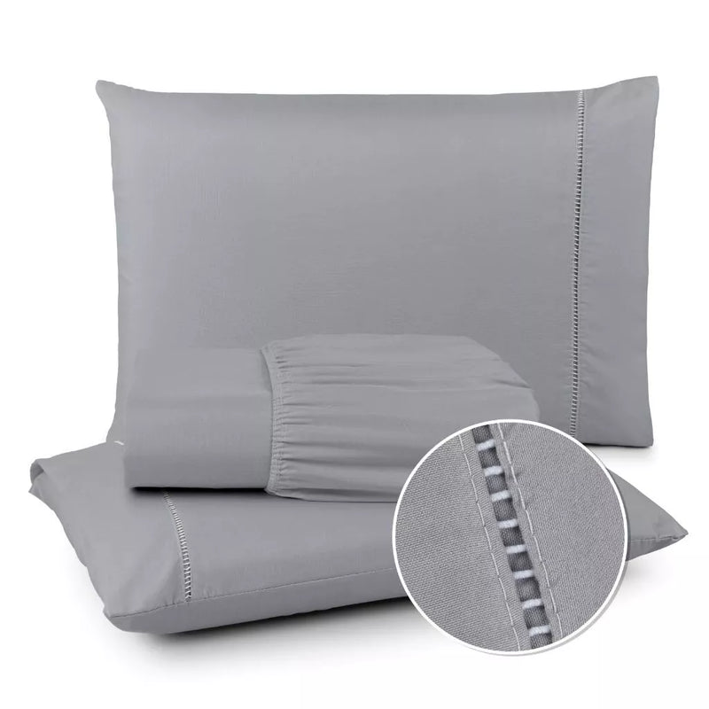 Jogo de Lençol 400 Fios Ponto Palito - Conjunto Casal com 3 peças