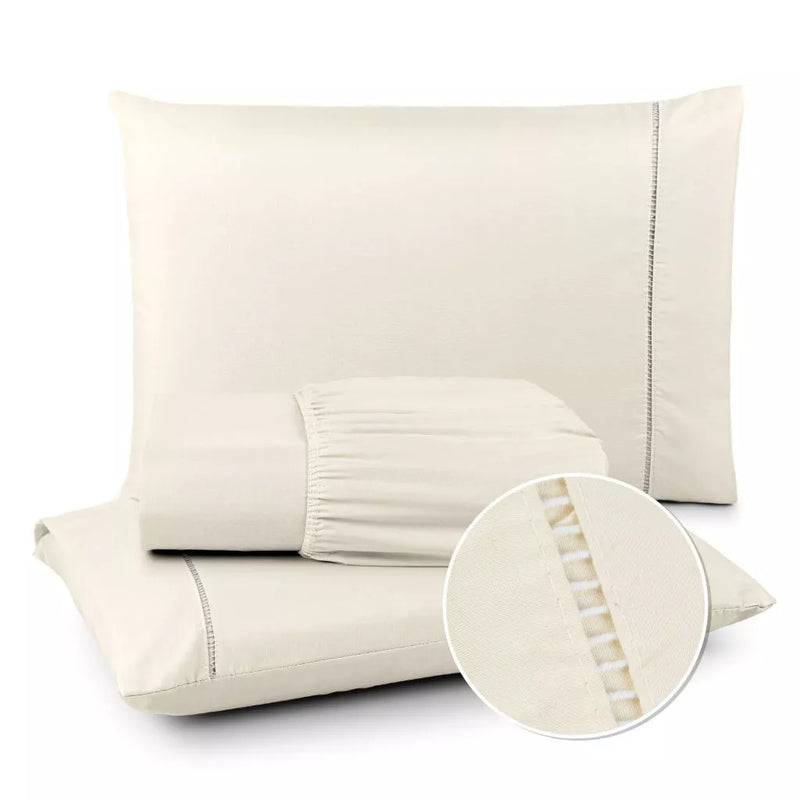 Jogo de Lençol 400 Fios Ponto Palito - Conjunto Casal com 3 peças