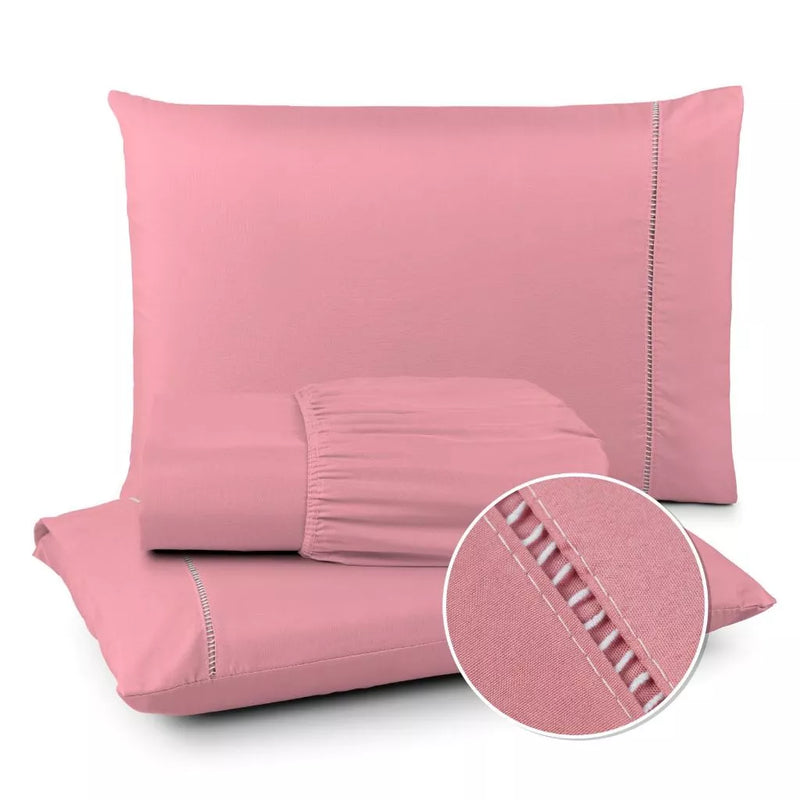 Jogo de Lençol 400 Fios Ponto Palito - Conjunto Casal com 3 peças