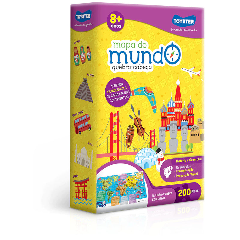 Mapa do Mundo Quebra-Cabeça - 200 Peças